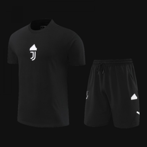 23/24 Juventus Black Cotton Short Sleeve Jersey+Shorts