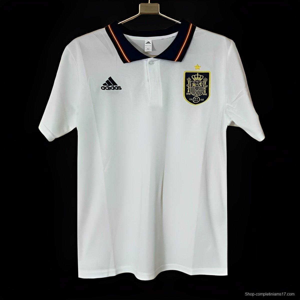 2024 Spain White Polo Jersey