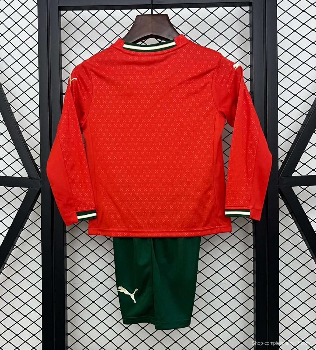2025 Kids Portugal Home Long Sleeve Jersey
