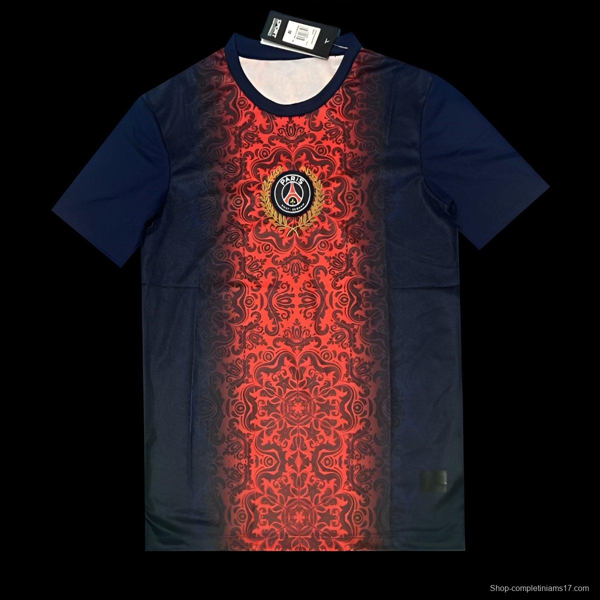 25/26 Paris Saint-Germain Navy with Red Ornate Pattern Jersey
