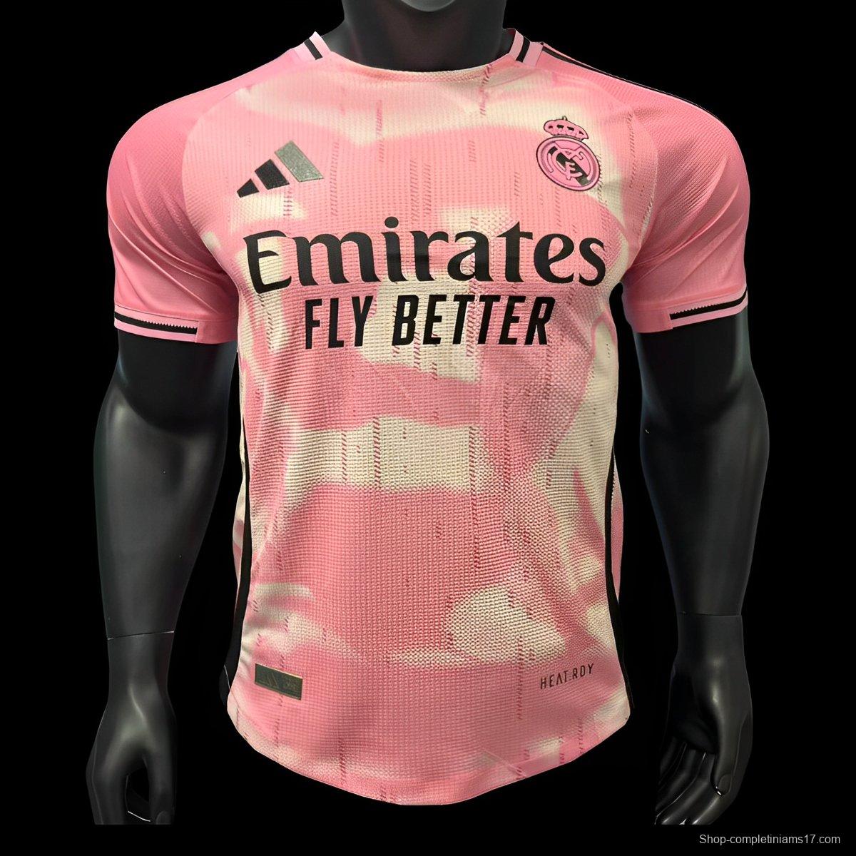 Player Version 25/26 Real Madrid Pink with Abstract Camouflage Pattern Jersey