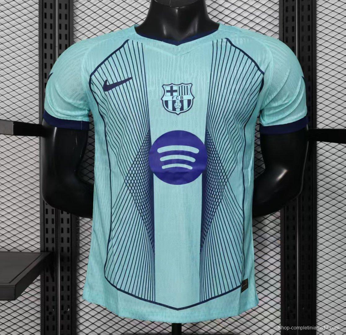 Player Version 25/26 FC Barcelona Light Blue with Vertical Pinstripe Pattern Jersey