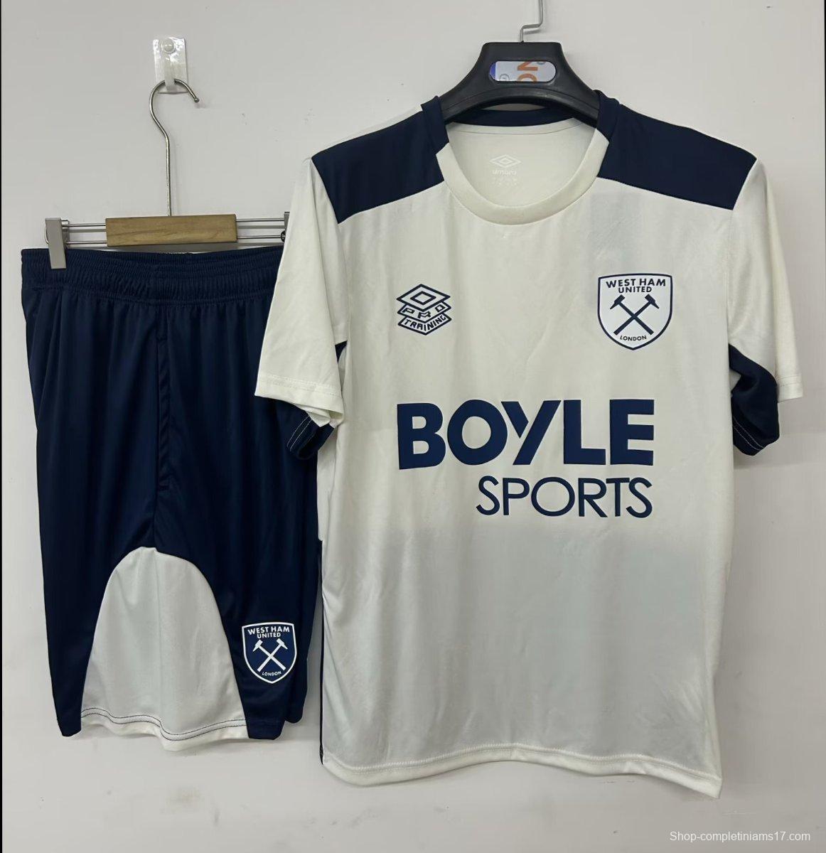 25/26 West Ham United Training Jersey Beige+ Shorts