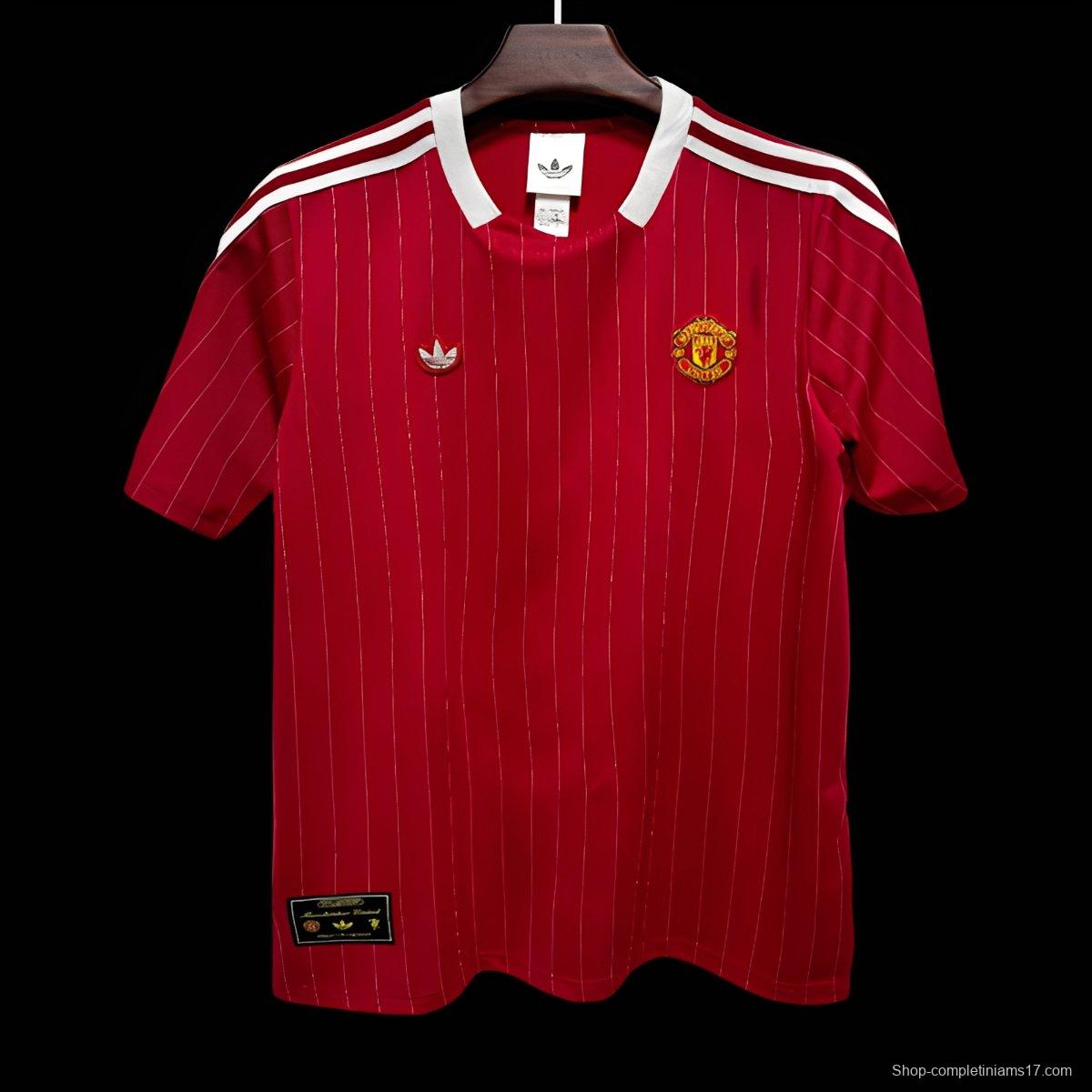 25/26 Manchester United Adidas Original Terrace Icons Wine Jersey