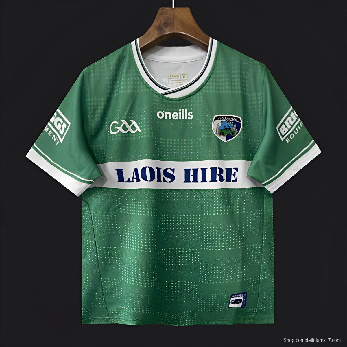2026 Laois GAA Green with White Horizontal Stripe and Dotted Pattern Jersey