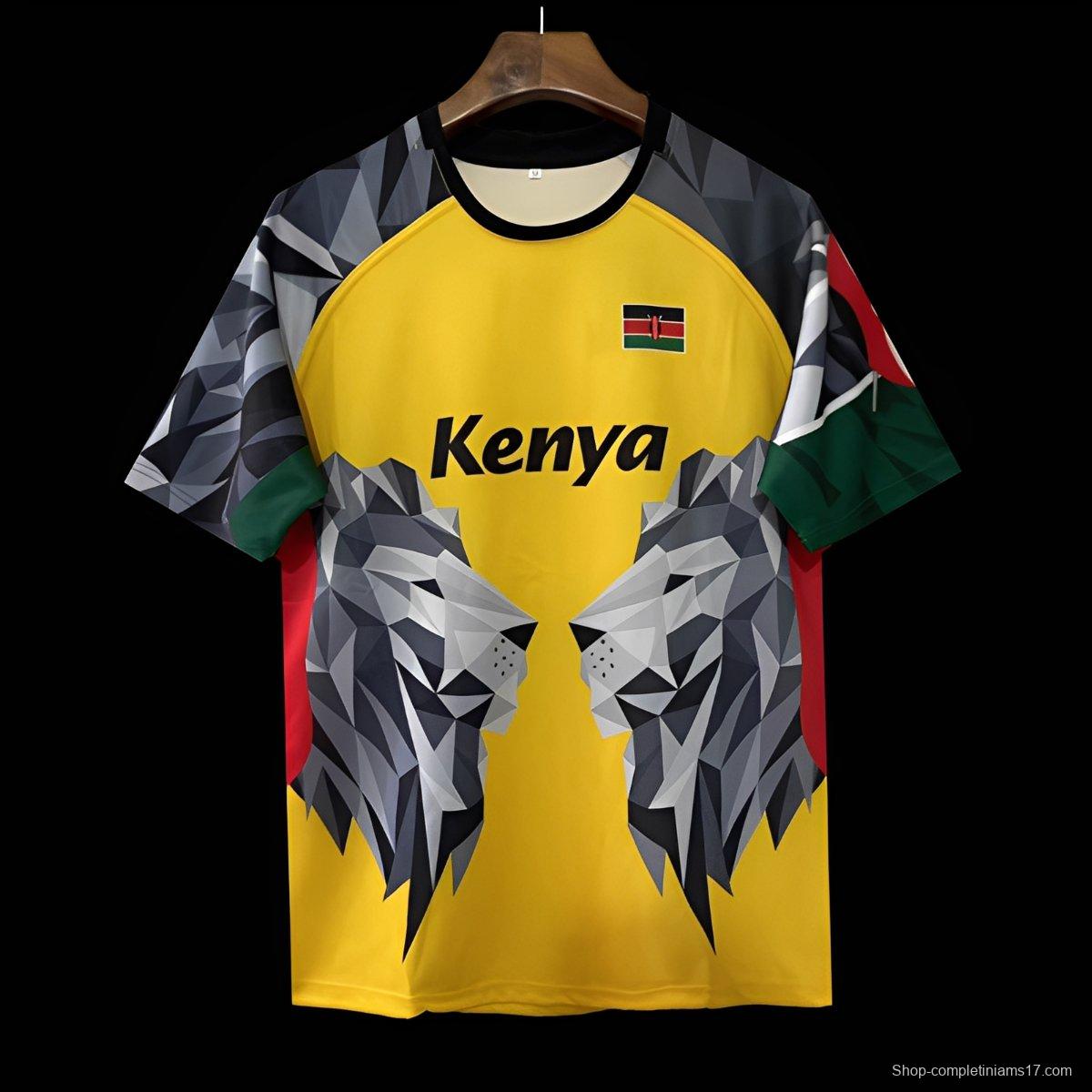 2026 Kenya Yellow Geometric Lion Jersey