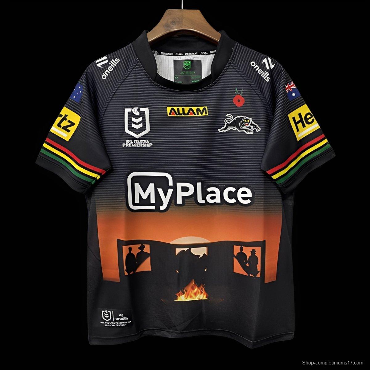 25/26 Penrith Panthers Black with ANZAC Commemoration Design Jersey
