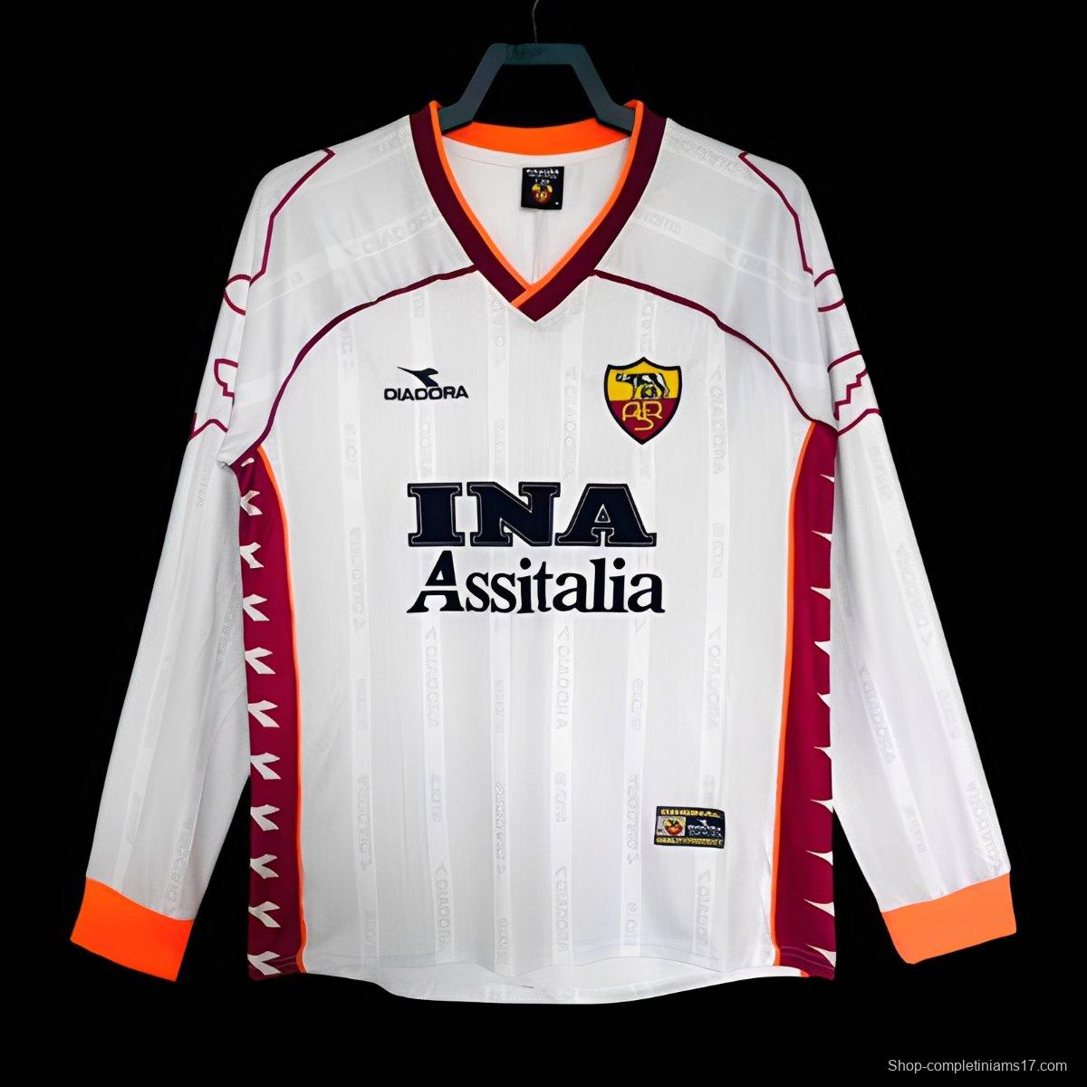 Retro 98/99 Roma Away White Long Sleeve Jersey