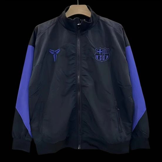 25/26 Barcelona Black with Purple Stripe Windbreaker