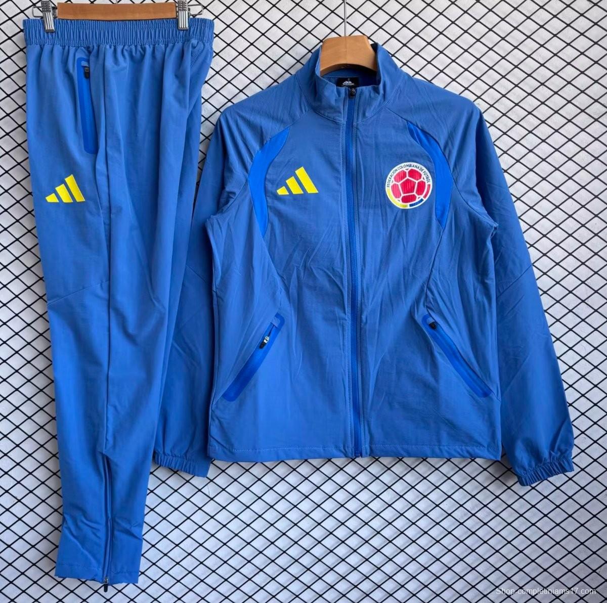 25/26 Colombia National Team Blue Full zipper Jacket Tracksuit+ long pants