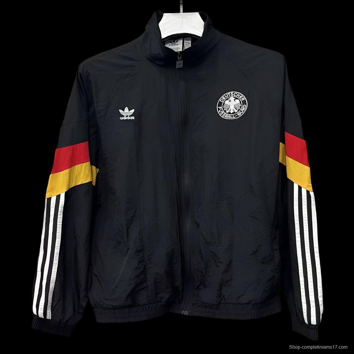 2026 Germany Black Full Zipper Windbreaker