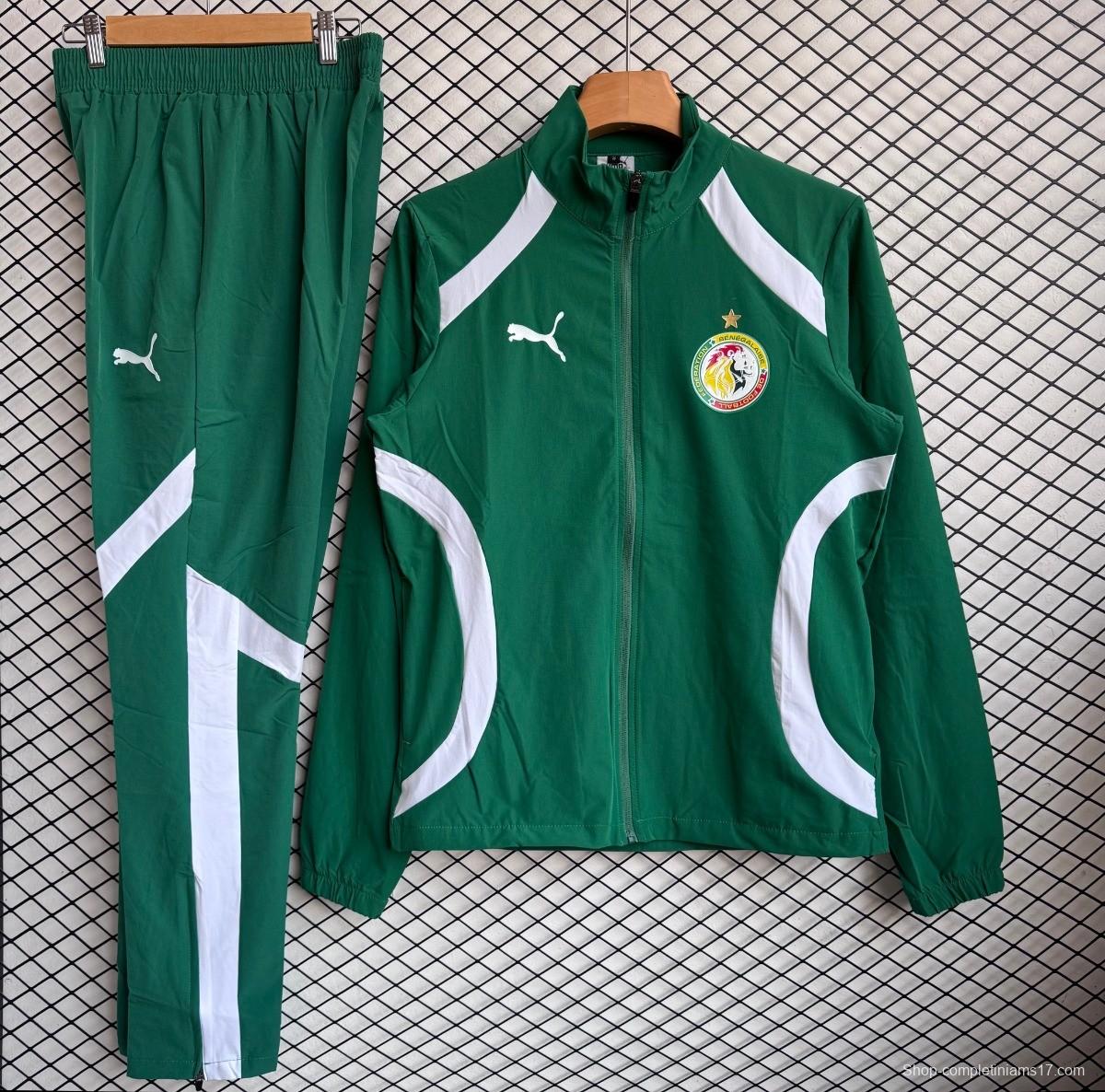 25/26 Senegal National Team Green Full zipper Jacket Tracksuit+ long pants