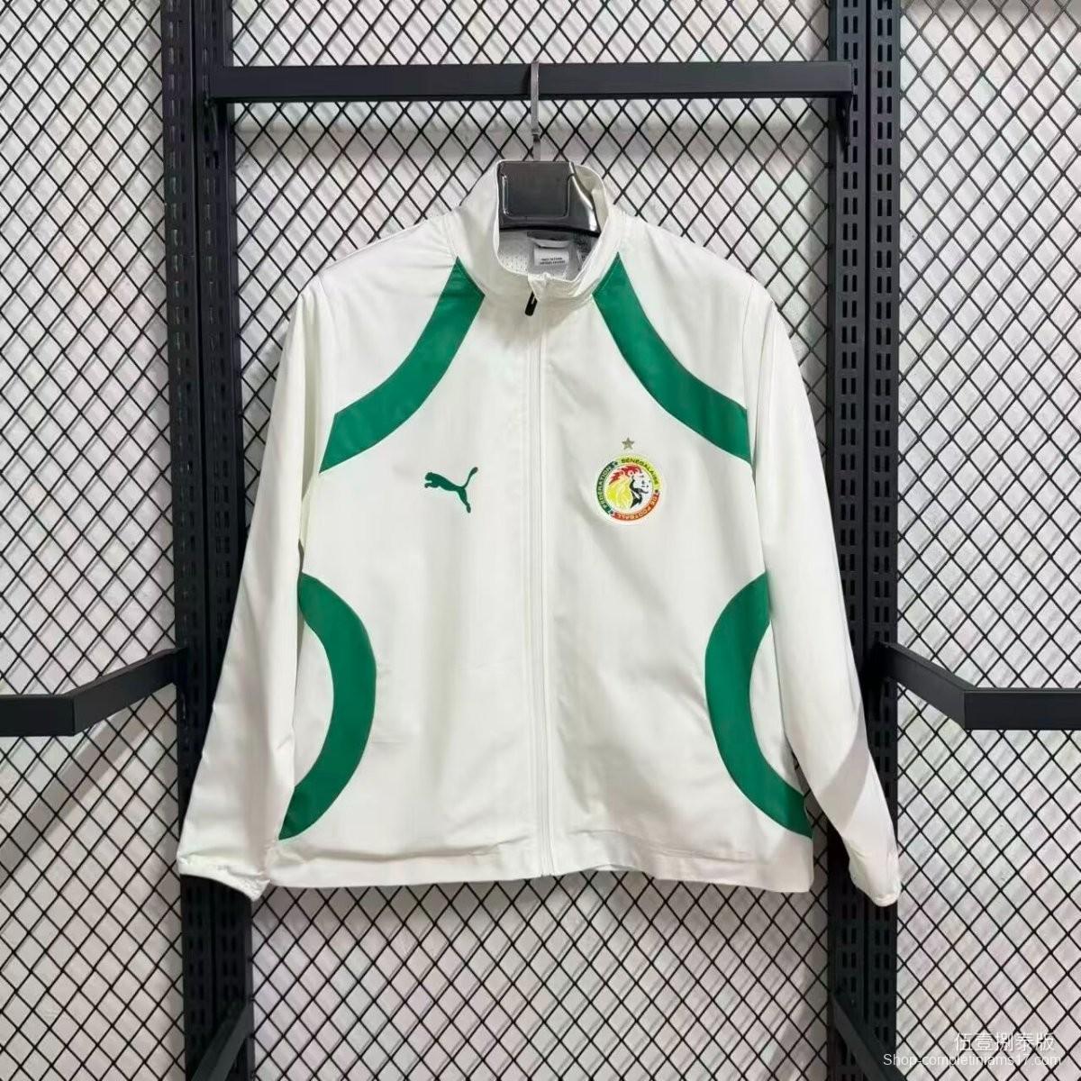 2026 Senegal White Full Zipper Windbreaker