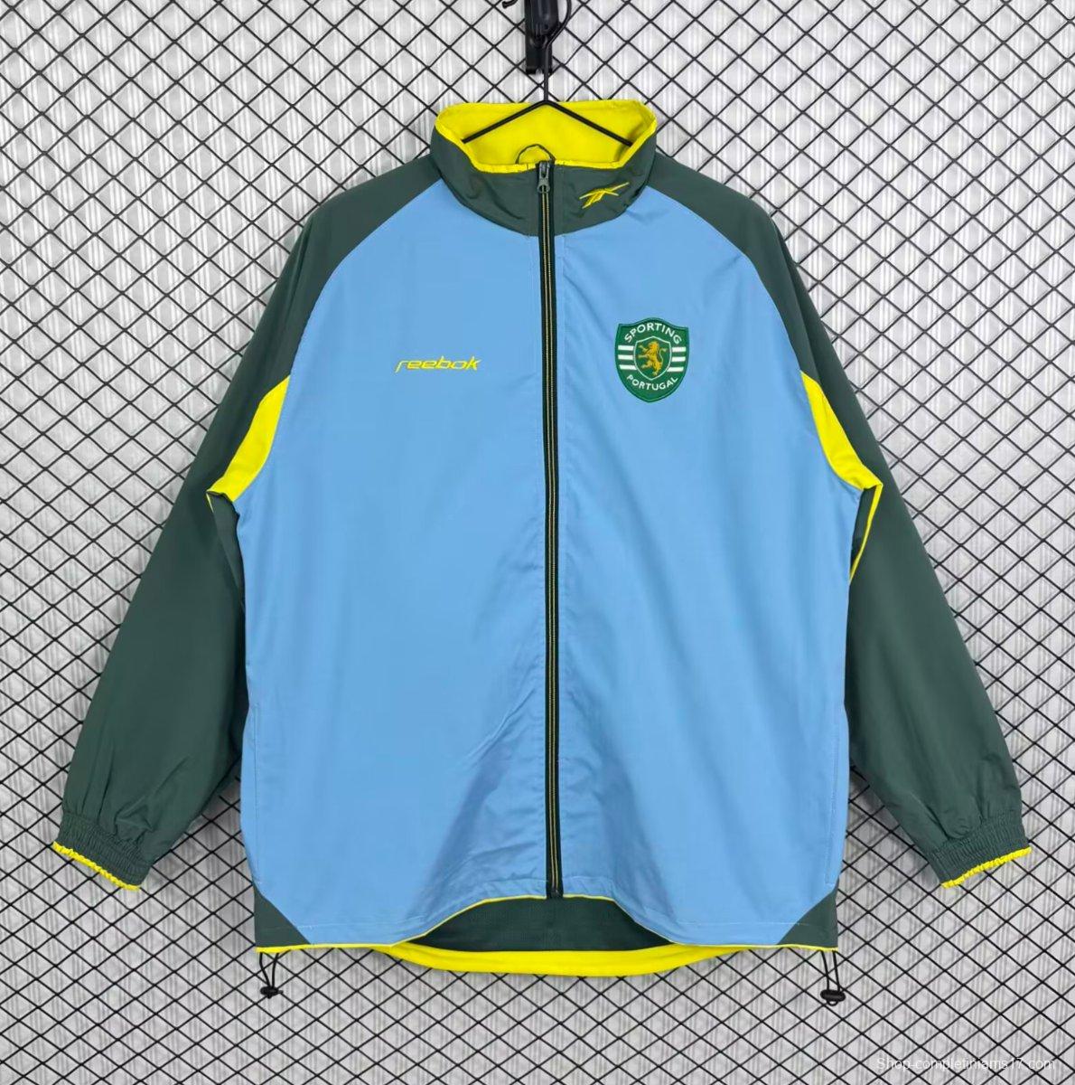 Retro 02/03 Sporting Lisbon Green Full Zipper Windbreaker