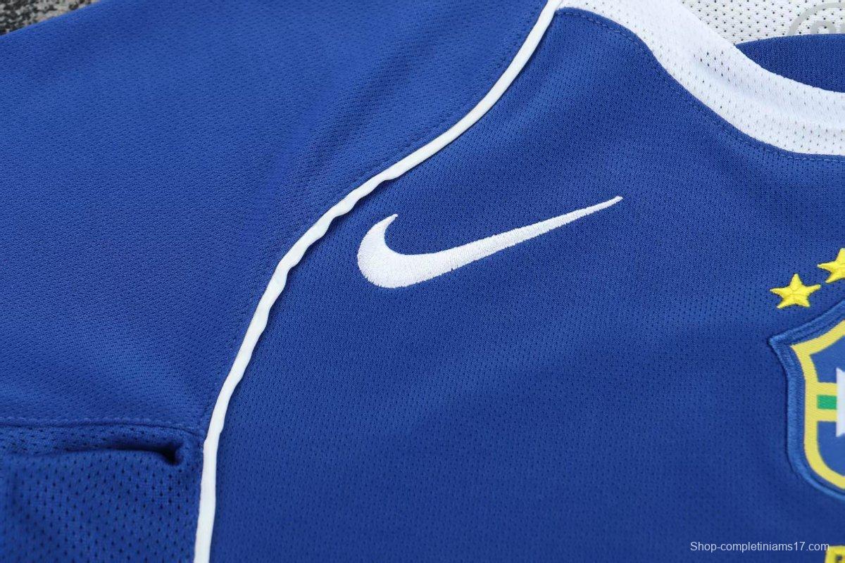 Retro Kids 2004 Brazil Away Blue Jersey
