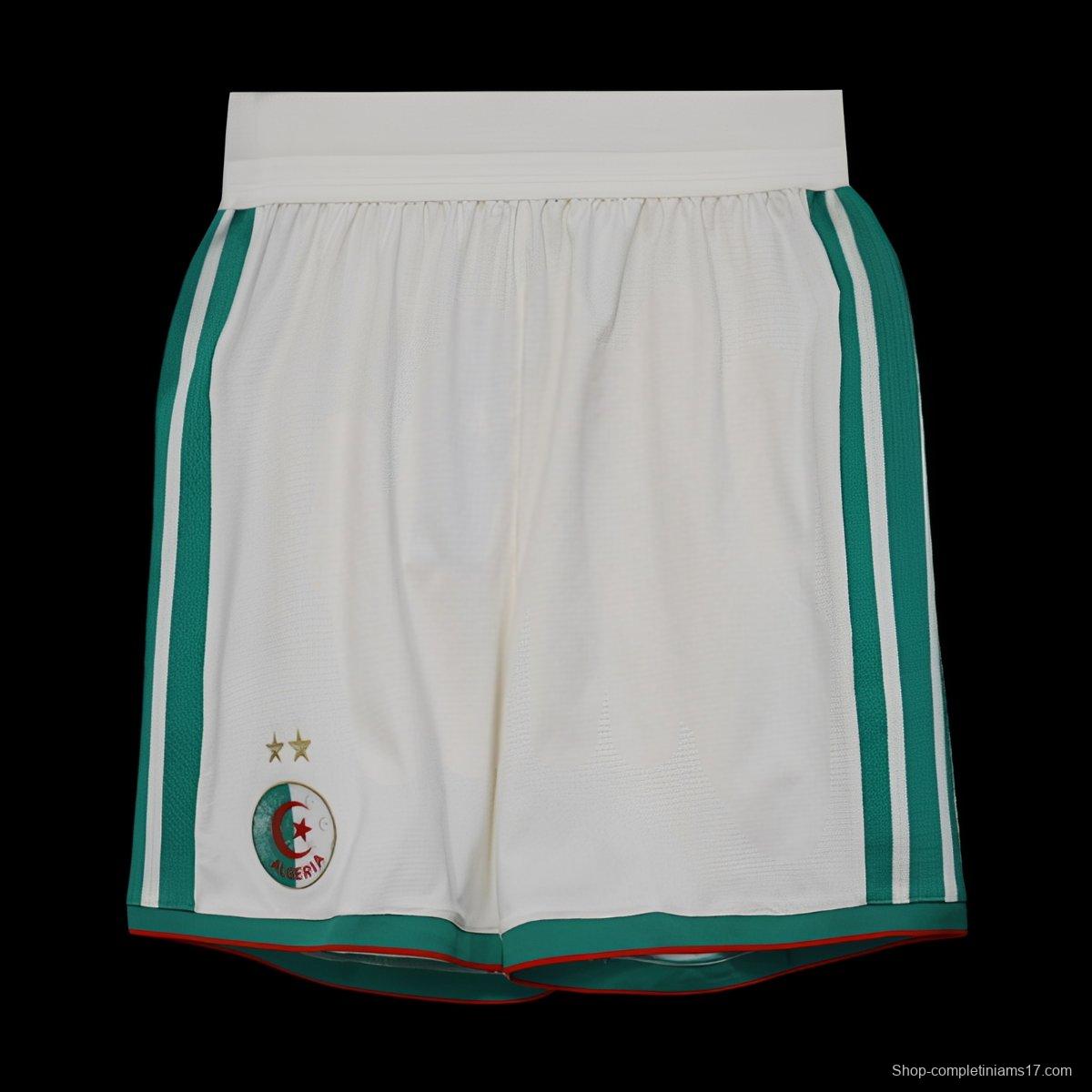 2026 Player Version Algeria White with Green Side Stripes Shorts