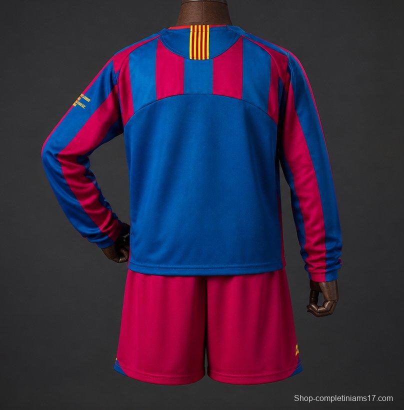 Retro Kids 05/06 Barcelona Home Long Sleeve Champion League Jersey