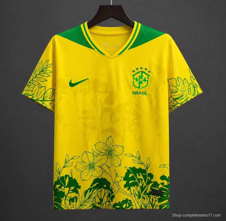 2026 Brazil Yellow Green Special Edition Floral Jersey