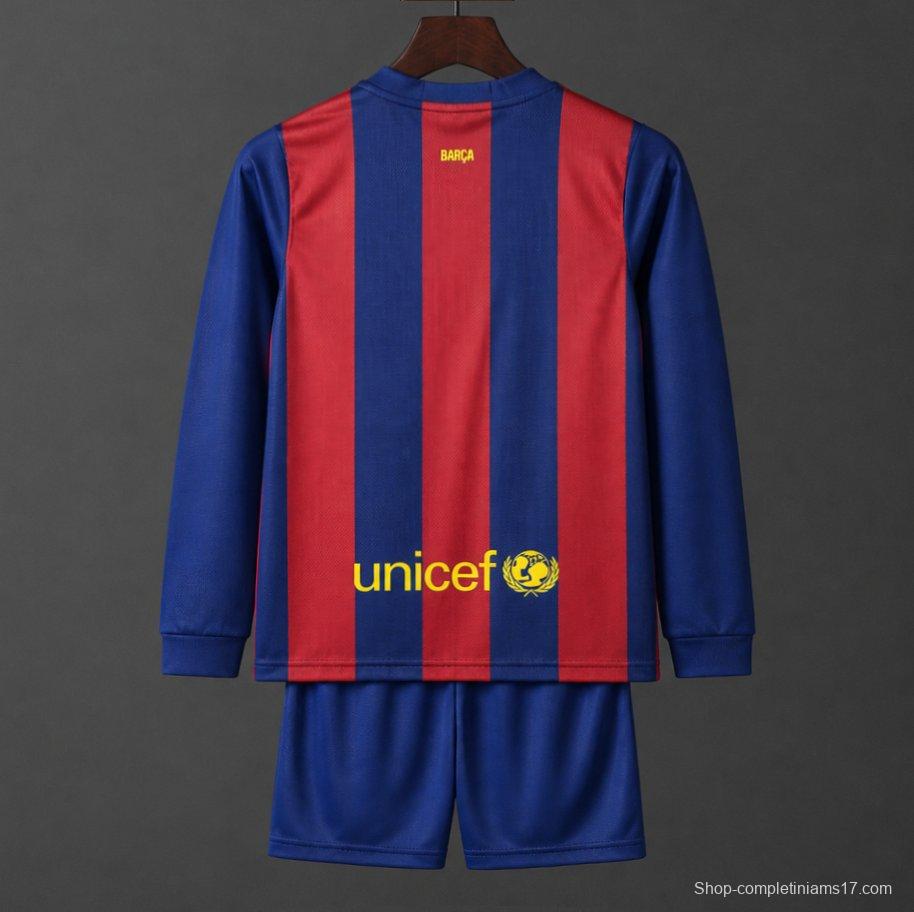 Retro Kids 14/15 Barcelona Home Long Sleeve Jersey