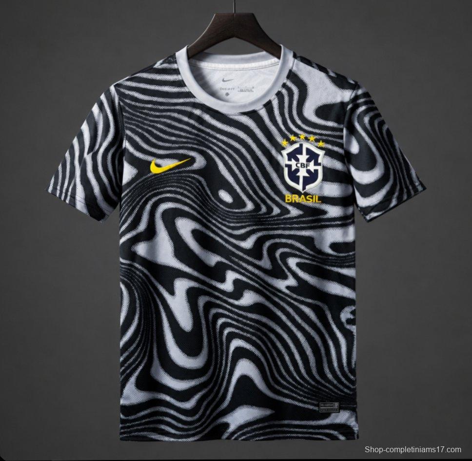 2026 Brazil Grey/Black Cotton T-Shirt