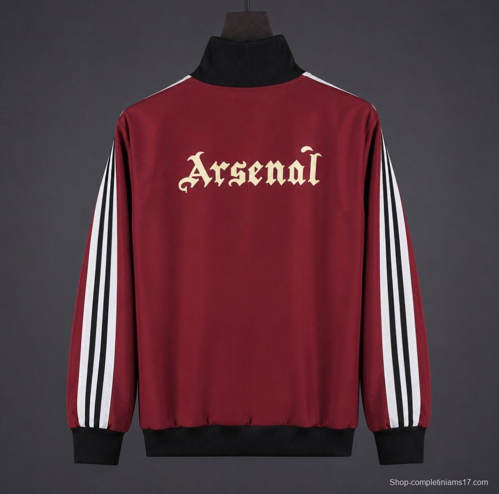 26/27 Arsenal Track Jacket Burgundy Black Full Zipper Windbreaker