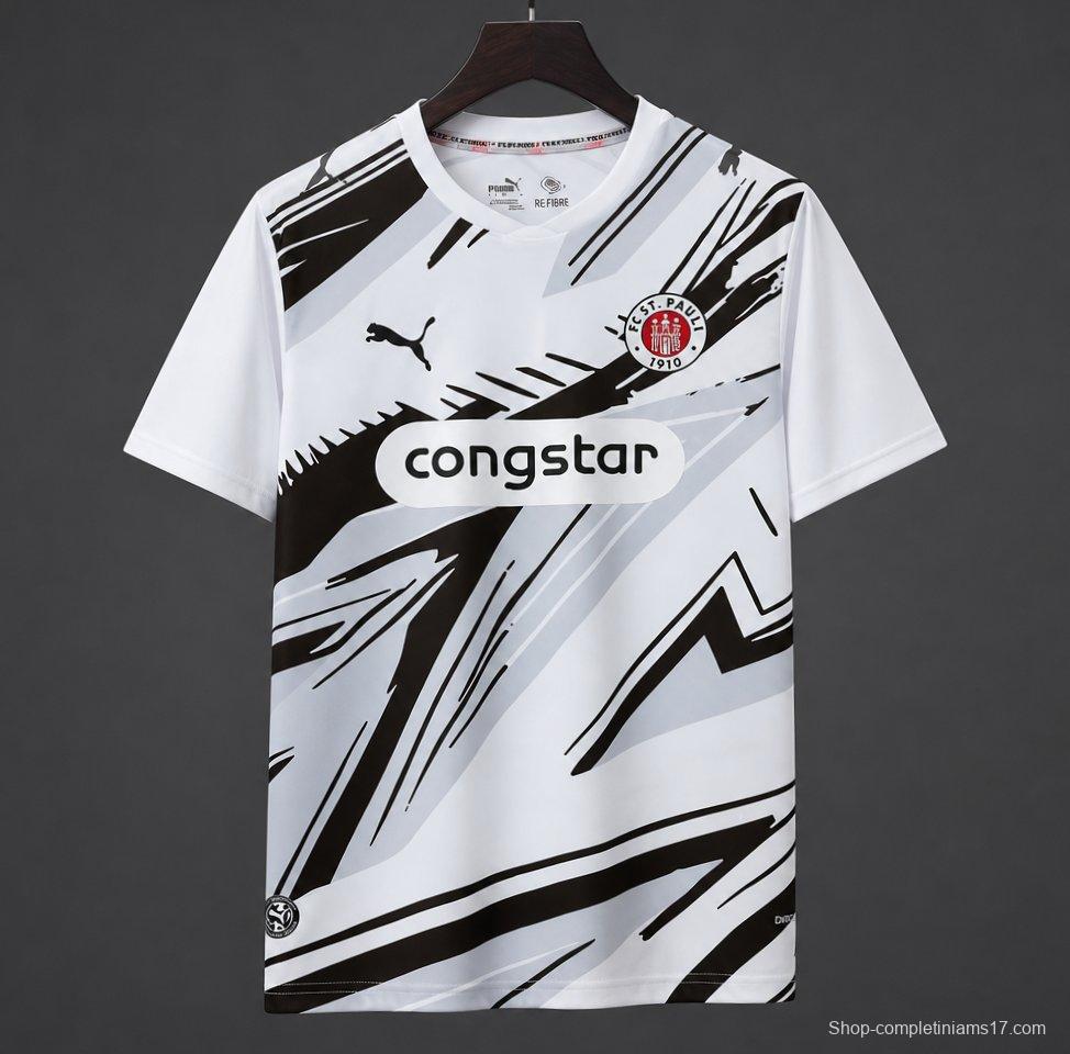 26/27 FC St. Pauli White with Black Graphic Away Jersey