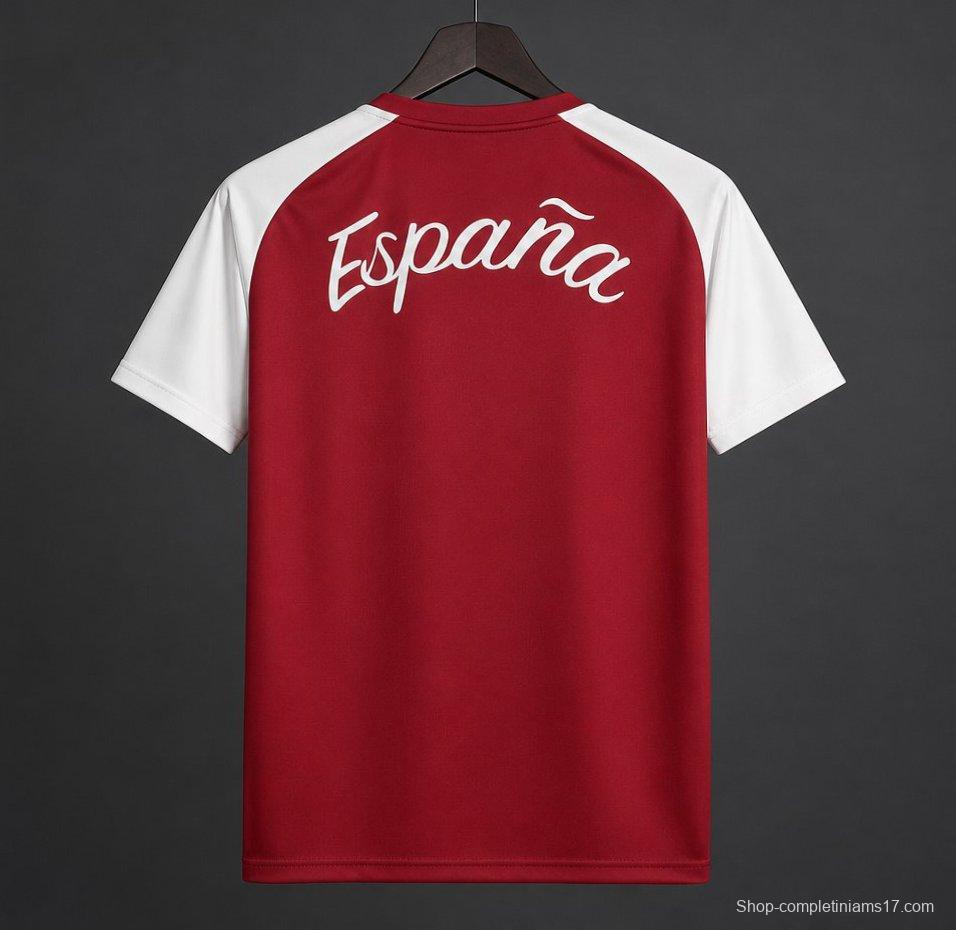 2026 Spain Pre-Match Away Red&White Jersey