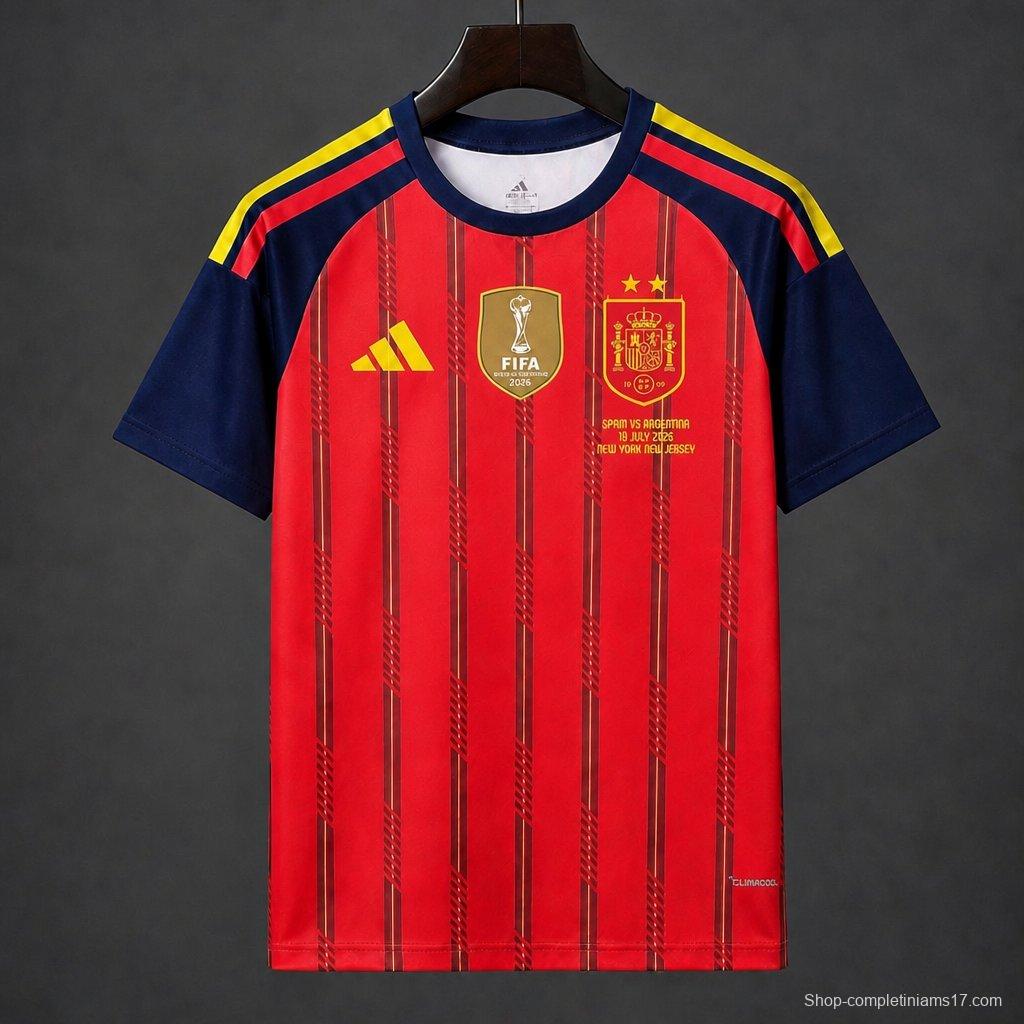 2 Star 2026 Spain Home Jersey With Champion Patch
