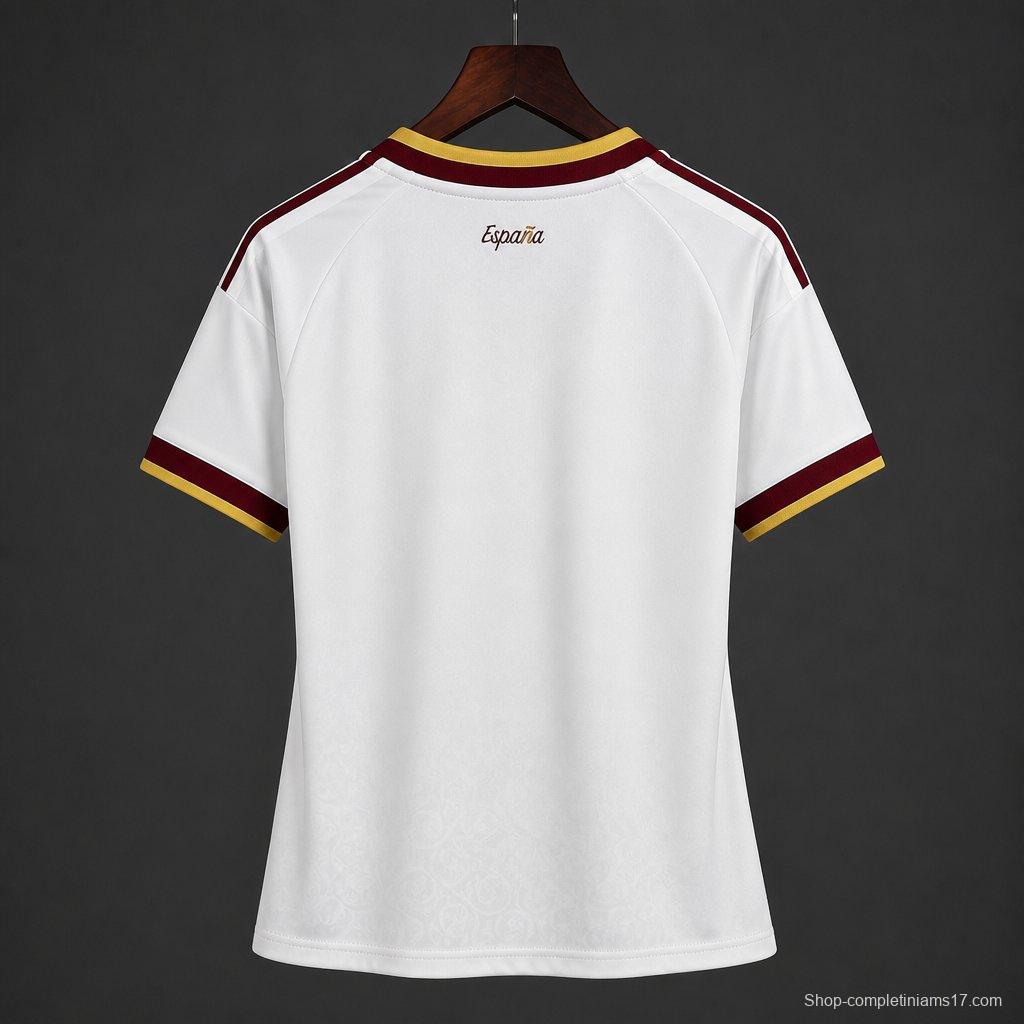 2 Star 2026 Women Spain Away White Jersey With Champion Patch