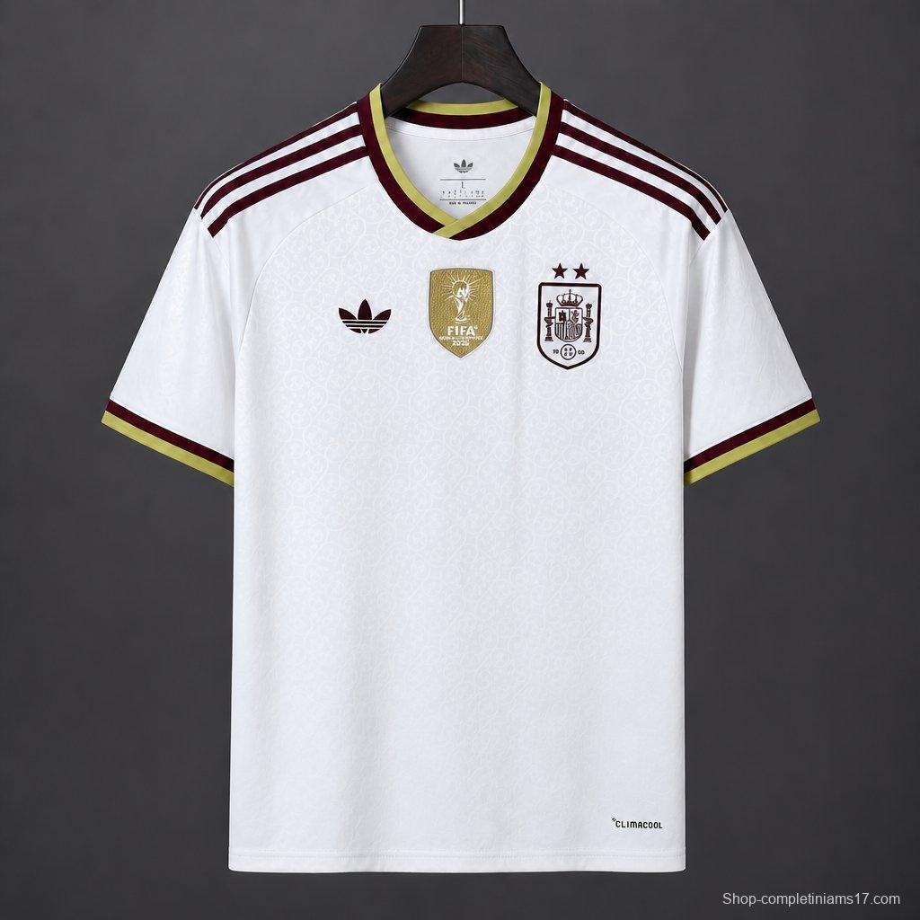 2 Star 2026 Spain Away White Jersey With Champion Patch